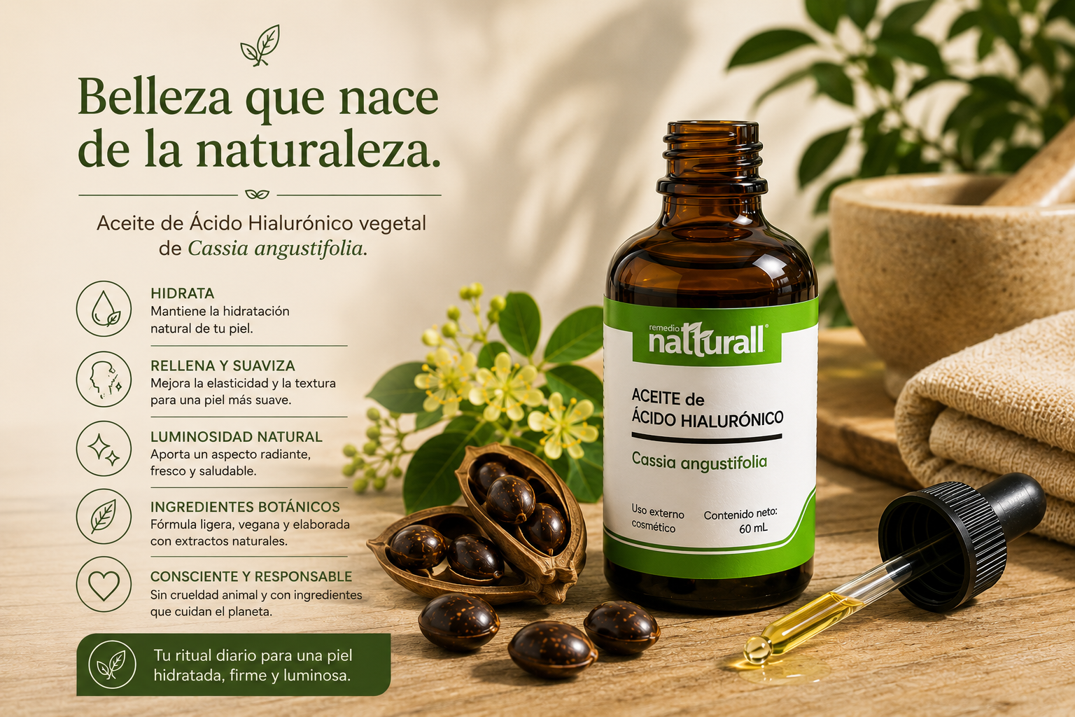 Aceite de ácido hialurónico de cassia angustifolia · 60 mL - Imagen 13