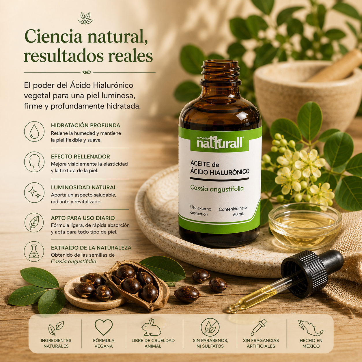 Aceite de ácido hialurónico de cassia angustifolia · 60 mL - Imagen 11