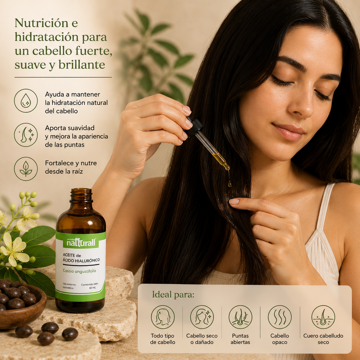 Aceite de ácido hialurónico de cassia angustifolia · 60 mL - Imagen 6