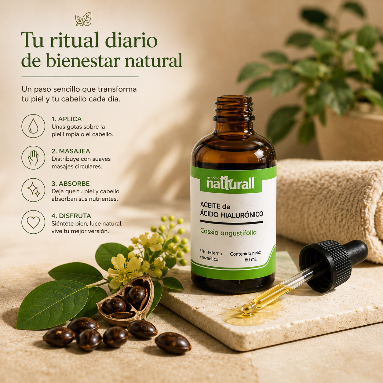Aceite de ácido hialurónico de cassia angustifolia · 60 mL - Imagen 9