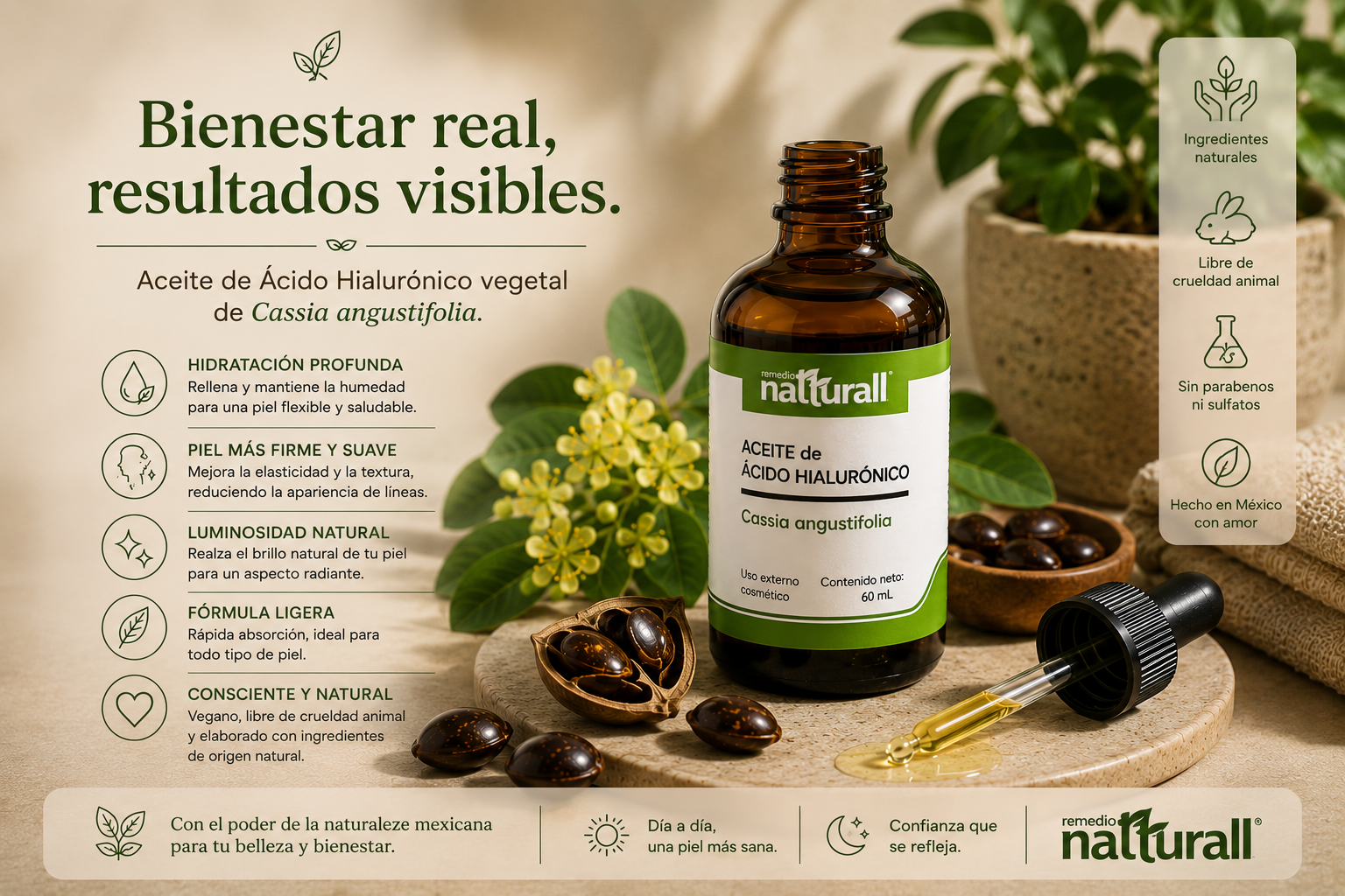 Aceite de ácido hialurónico de cassia angustifolia · 60 mL - Imagen 14