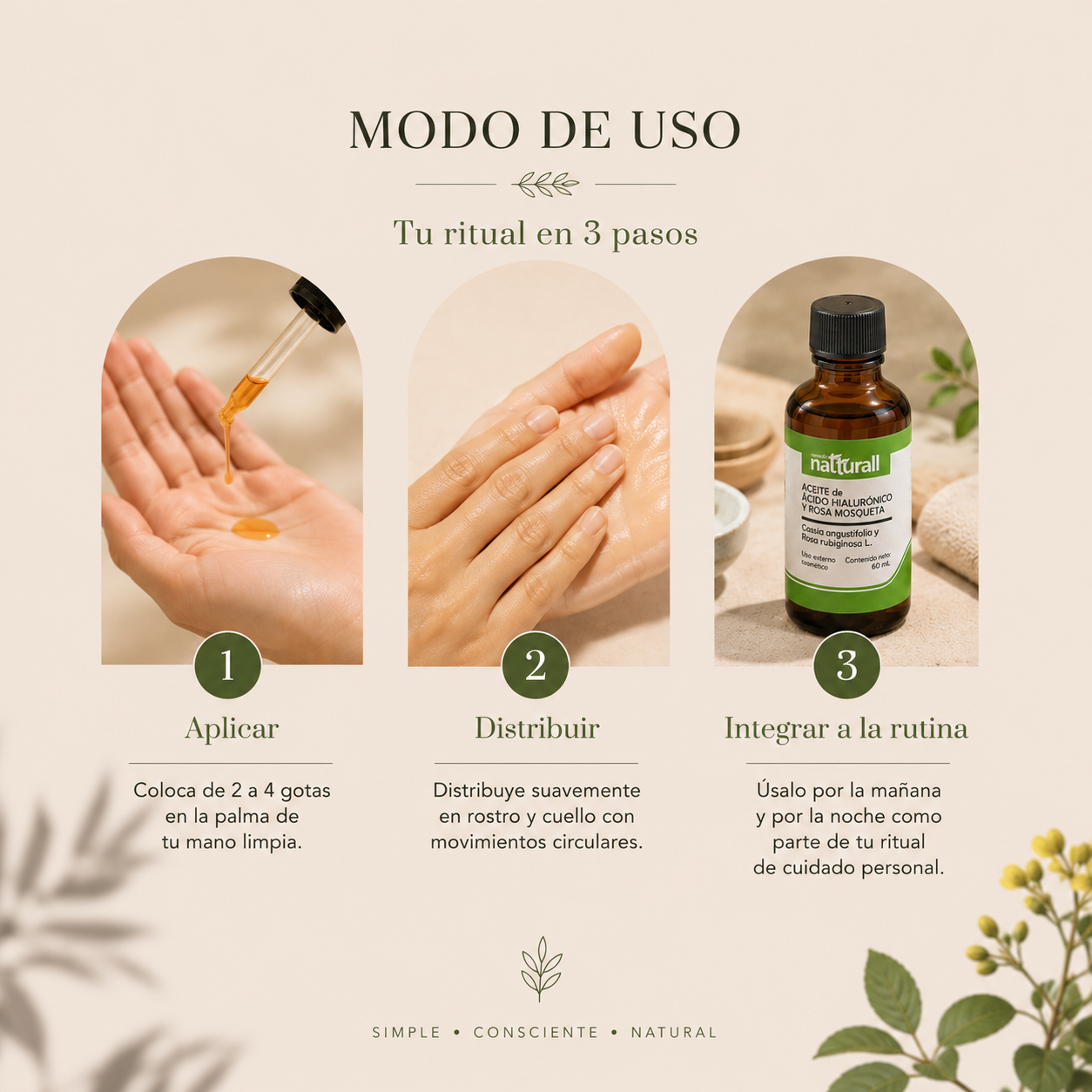 Aceite de ácido hialurónico de cassia angustifolia y rosa mosqueta 60 mL - Imagen 10