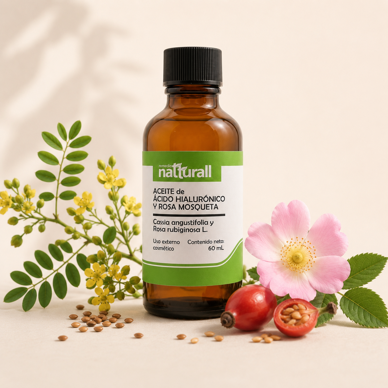 Aceite de ácido hialurónico de cassia angustifolia y rosa mosqueta 60 mL - Imagen 2