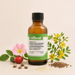 Aceite de ácido hialurónico de cassia angustifolia y rosa mosqueta 60 mL